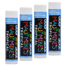 MAUI MIKE'S SPF-15 Best Tasting (Tropical) Lip Balm with Sun Protection(4 Pack). Includes Vitamin E Aloe Vera and Beeswax. Non Waxy. Best Moisturing