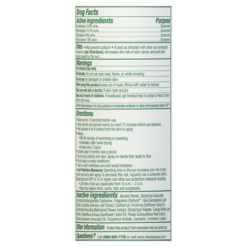 Alba Botanica Αντηλιακό Σπρέι για Πρόσωπο και Σώμα, SPF 50, Κάκτος Χαβάης, 5 fl. oz. 2