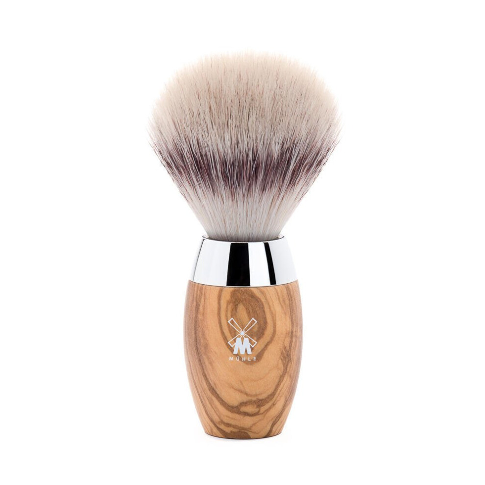 Mhle Kosmo Olive Wood Silvertip Fiber Shaving Brush - Synthetic Luxury Shave Brush For Men Rich Lather