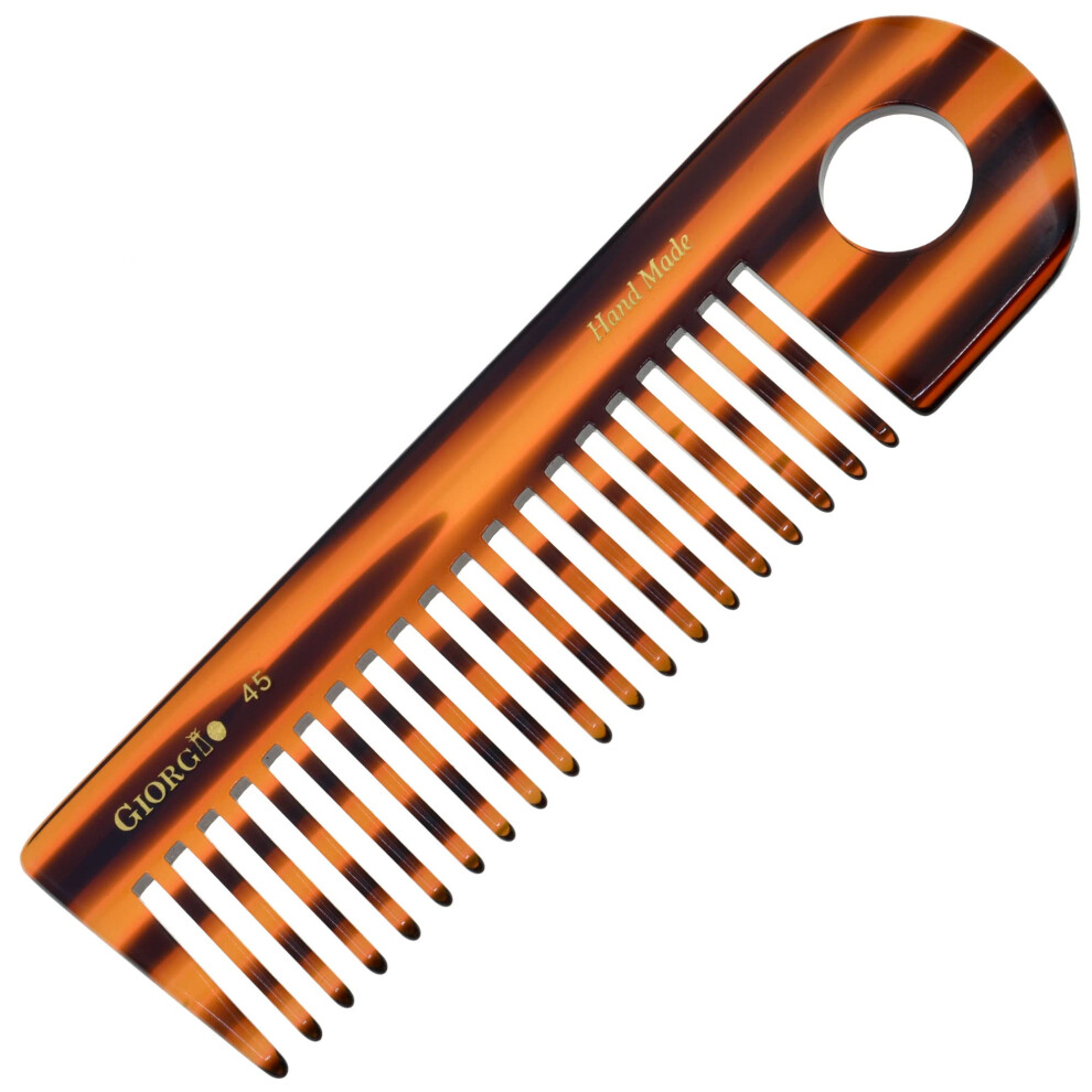 Giorgio G45 Large 6.55 Inch Hair Detangling Comb Wide Teeth For Thick Curly Wavy Hair. Long Hair Detangler Comb For Wet And Dry. Handmade Of Quality