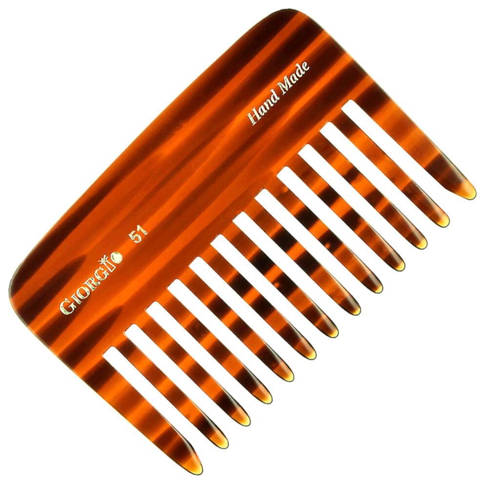 Giorgio G51 Small Travel Purse Hair Detangling Comb Wide Teeth Pocket Comb For Thick Curly Wavy Hair. Hair Detangler Comb For Wet And Dry Everyday Ca