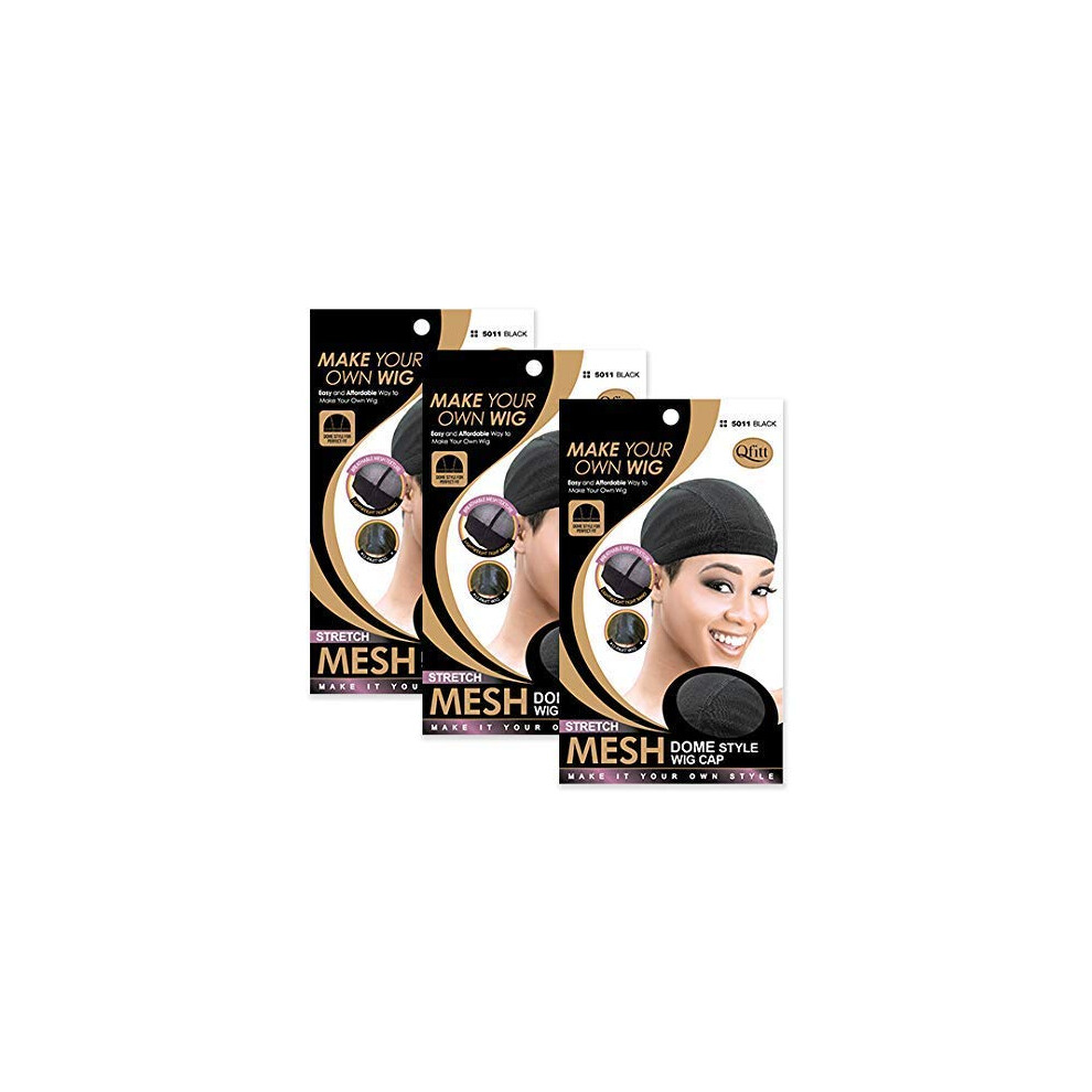 Qfitt Unisex Not,Specified (3 Pack) Mesh Dome Style Wig Cap #5011
