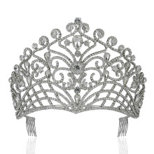 Lush Clear osztrk kristly strasszos tiara korona menyasszonyi bli dszbemutat T11884 (ezst)