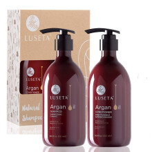 Luseta Argan Oil Sulfate Free Shampoo and Conditioner Set 2 x16.9Fl Oz Thickening for Hair Loss - Best for Damaged Thin Dry Curly Hair - Smoothing