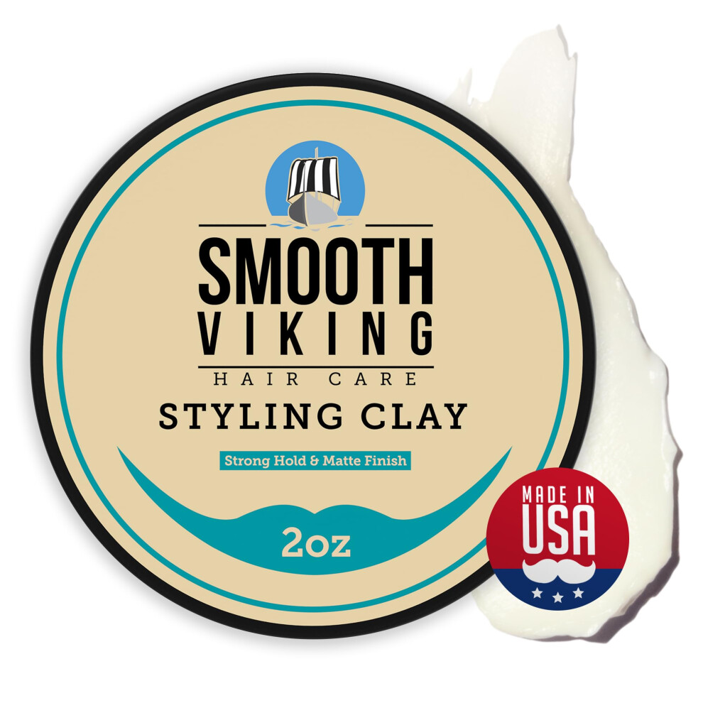 Smooth Viking Beard Men's Smooth Viking Hair Clay For - Strong Hold Clay Pomade Hair Paste Styling Clay With Matte Finish Made In Usa 2Oz