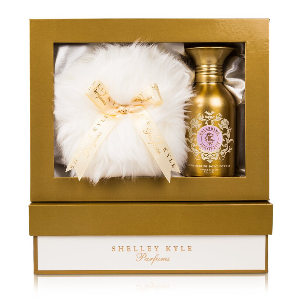 Shelley Kyle Ballerine Talc Free Fragrance-Filled Shimmer Powder Body Powder Dusting Powder With Baby Puff Gift Box Set 100G