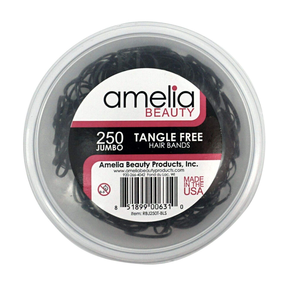Amelia Beauty Produc 250 Count Jumbo Tangle Free Elastic Pony Tail Holders (Black)