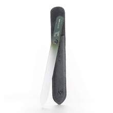 GERMANIKURE Mantra Glass Nail File in Suede Case Ethically Made in Czech Republic - Professional Manicure & Pedicure Tools for Smooth Easy Shapi