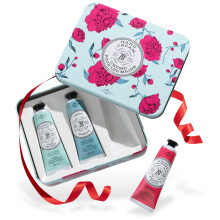 Crema mani La Chatelaine al 20% di burro di karit   , confezione regalo da viaggio in latta per donna, set nutriente per la cura delle mani per la