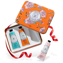 La Chatelaine Crema Mani Trio in Latta, Regali per la Mamma, Set Regalo di Lozione Mani Naturale, Prodotto in Francia con il 20% di Burro di Kari