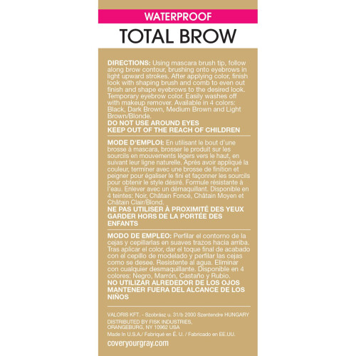 Σφραγιστικό και χρώμα φρυδιών Cover Your Gray Total Brow - Ανοιχτό καφέ/ξανθό 1