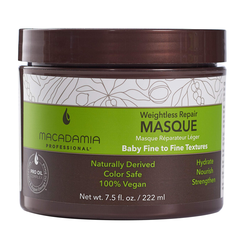 Macadamia Professional Hair Care Products Weightless Repair Hair Masque - For Thin Fine Hair - Color-Safe  Cruelty-Free and 100% Vegan - 7.5 Fl. Oz.