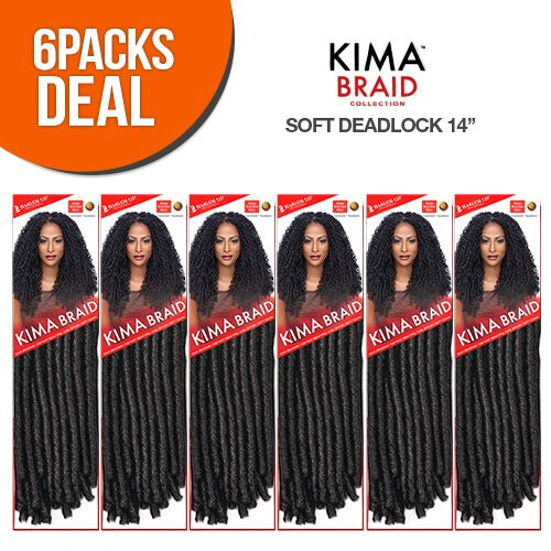 Harlem125 Syntetiska Hårflätor Kima Braid Soft Dreadlock 14" (6-Pack, 1B) 2