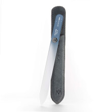 GERMANIKURE Czech Crystal Glass Nail File in Suede Leather Case - EAT Well Travel Often - Professional Manicure & Pedicure Products for Smooth Easy Sh