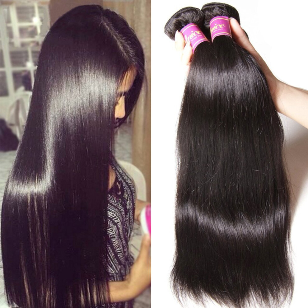 Unice Unisex Not,Specified Hair 10A Malaysian Straight Human Hair 3 Bundles Unprocessed Virgin Human Hair Weave Extensions (16 16 16 Inch)