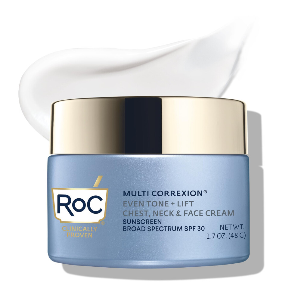 RoC Multi Correxion 5 in 1 Chest  Neck  and Face Moisturizer Cream with SPF 30  for Neck Firming and Wrinkles  Vitamin E & Shea Butter  Oil Free Skin
