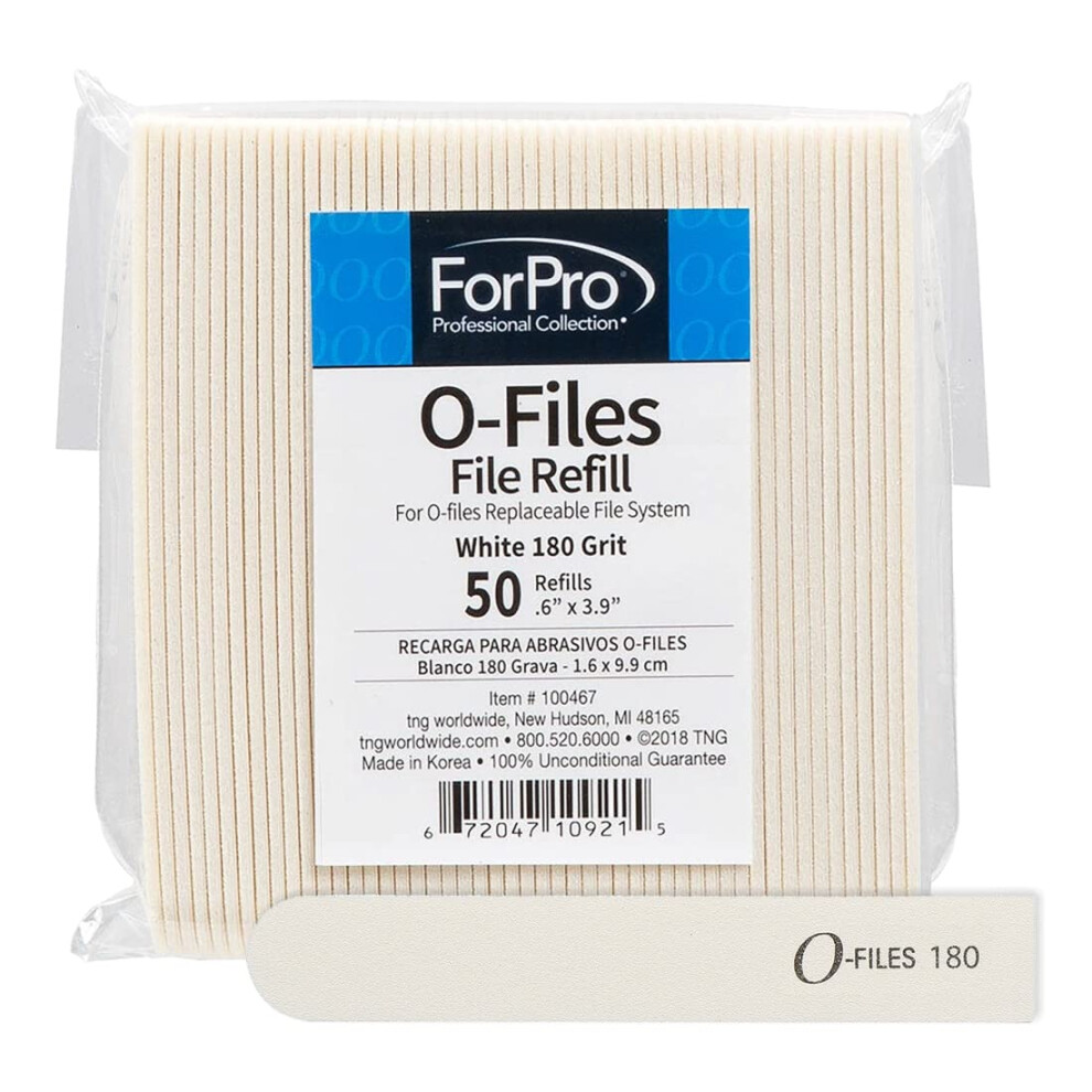 Forpro Professionnel Forpro O-Files Replaceable File System Refills 180 Grit Manicure Nail File Refills 3.9 L X .6 W White 50-Count