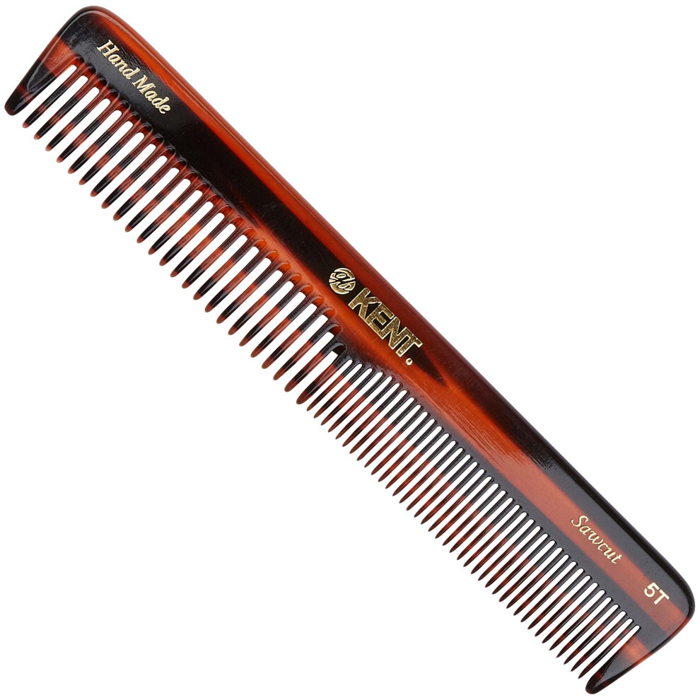 Peigne de coiffure Kent 5T à double denture 6,6 pouces, multi-usages, pour cheveux, barbe et moustache – Dents grossières et fines, pour hommes,