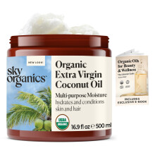 Sky Organics Bio Extra Virgin Kokosnussl fr Haare & Haut 100% reines und kaltgepresstes USDA zertifiziert Bio fr Feuchtigkeitsweiche und Nahru