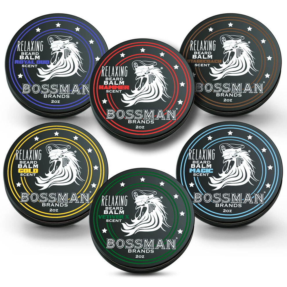 Bossman Beard Balm Variety Pack - Beard Grooming Growth And Care Kit - Softener And Moisturizer - All 6 Scents