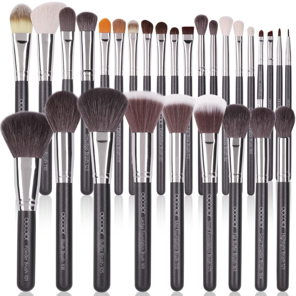 Docolor Professional Makeup Brush Set 29Pcs Makeup Brushes Valentines Day Gifts Premium Goat Synthetic Fiber Foundation Face Powder Blush Concealer Ey