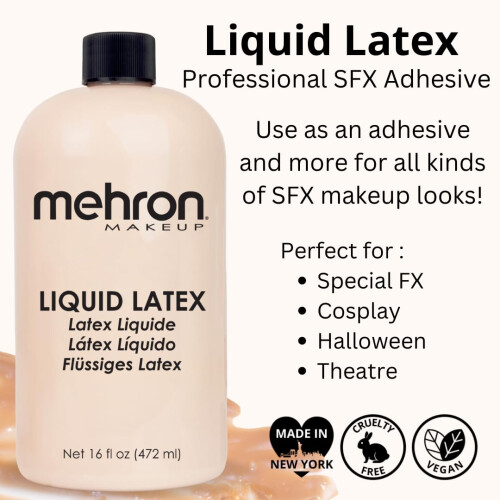 Mehron Makeup Liquid Latex (16 oz) (Helles Fleisch) 1