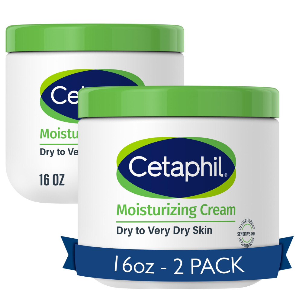 Cetaphil Face & Body Moisturizer, Hydrating Moisturizing Cream For Dry To Very Dry, Sensitive Skin, New 16 Oz 2 Pack, Fragrance Free, Non-Comedogenic,