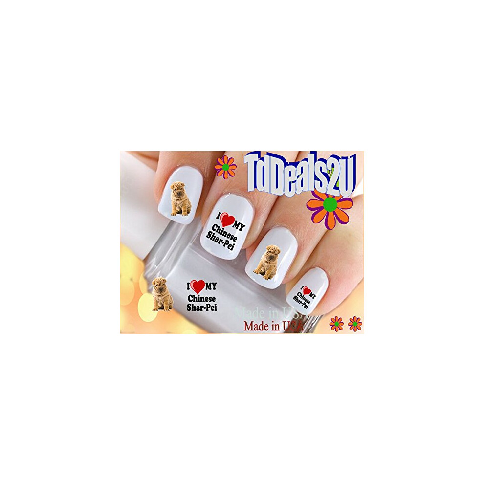 Hipzysticky Dog Breed - Shar Pei Dog I Love My Chinese Shar Pei Nail Decals - Waterslide Nail Art Decals - Salon Quality Diy Manicure Nail Accessories