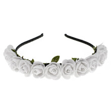 Love Sweety BOHO Floral Crown Rose Flower Pandeb?nd H?rkrans (hvid)