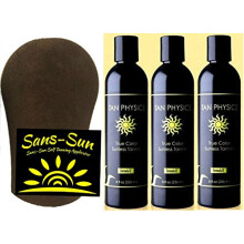 Tan Physics True Color Sunless Tanner 8 Fl oz (Paquete de 3) con guantes bronceadores de Sans-Sun - Autobronceador - Loci   n bronceadora sin sol -