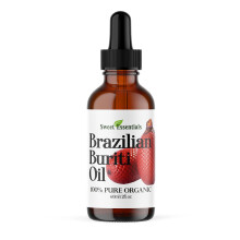 Sweet Essentials 100% organiczny olej owocowy Buriti (Aguaje) | Importowane z Brazylii | Szklana butelka o pojemności 2 uncji ze szklanym zakraplacze