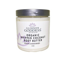 GLIMMER GODDESS Manteiga corporal com leo de coco batido vegano orgnico com limo e lavanda hidratante anti-envelhecimento e reparao da pele 8 onas.