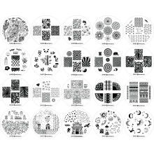 Ensemble de 20 plaques d'estampage pour nail art Winstonia, modèles de décoration pour manucure - Motifs floraux marbrés à l'eau, galaxie, fantai
