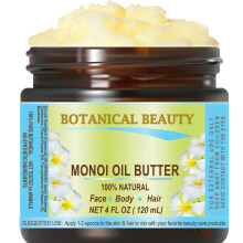 Botaniczne piekno Maslo olejowe Monoi Pure Natural Virgin Unrefined Raw 4 Fl. Oz.- 120 ml dla twarzy paznokcie do wlosw