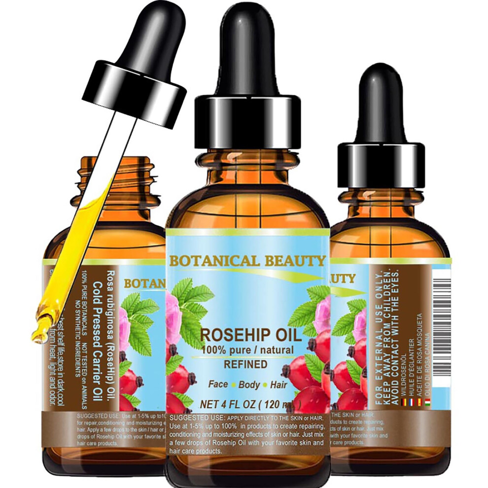 Botanisk Skã¸Nhed Botanical Beauty Rosehip Oil Pure Natural Refined Undiluted For Face Body Hair And Nail Care. 1 Fl.oz.- 30 Ml Anti-Aging Moisturizer Hydration Facia