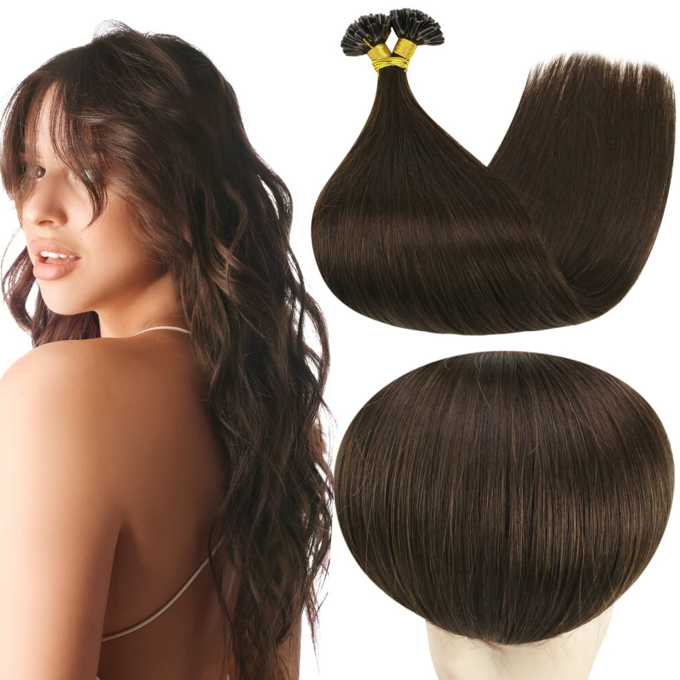 Fuld Glans Unisex Brown Full Shine U Tip Extensions Real Human Hair Darkest Fusion Hair Extensions Keratin Hair Extensions Utip Hair Extensions 22 Inch 50 Strands 50G