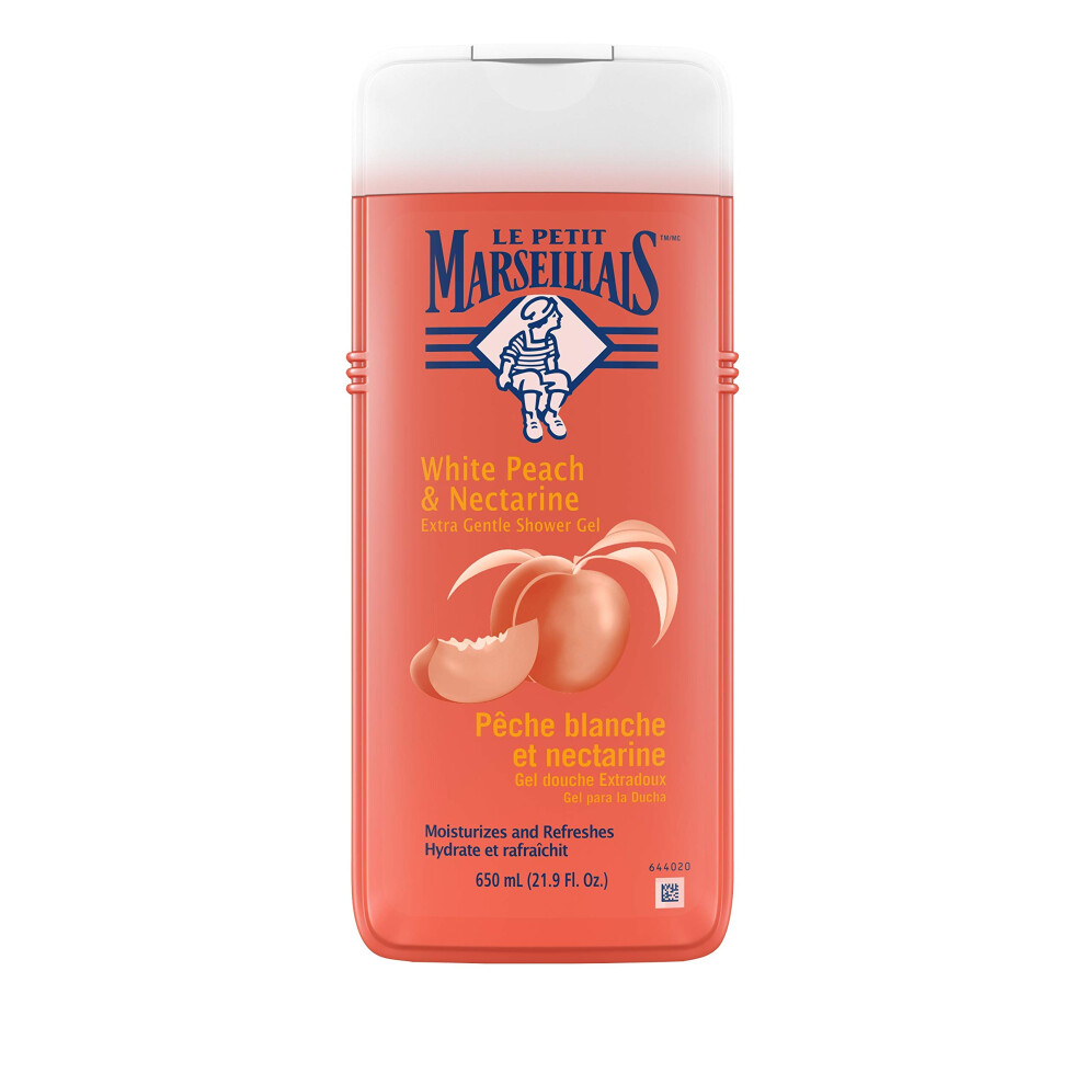 Le Petit Marseillais White/Peach Extra Gentle Shower Gel With & Nectarine Moisturizing & Nourishing French Body Wash Ph Neutral For Skin 21.9 Fl. Oz