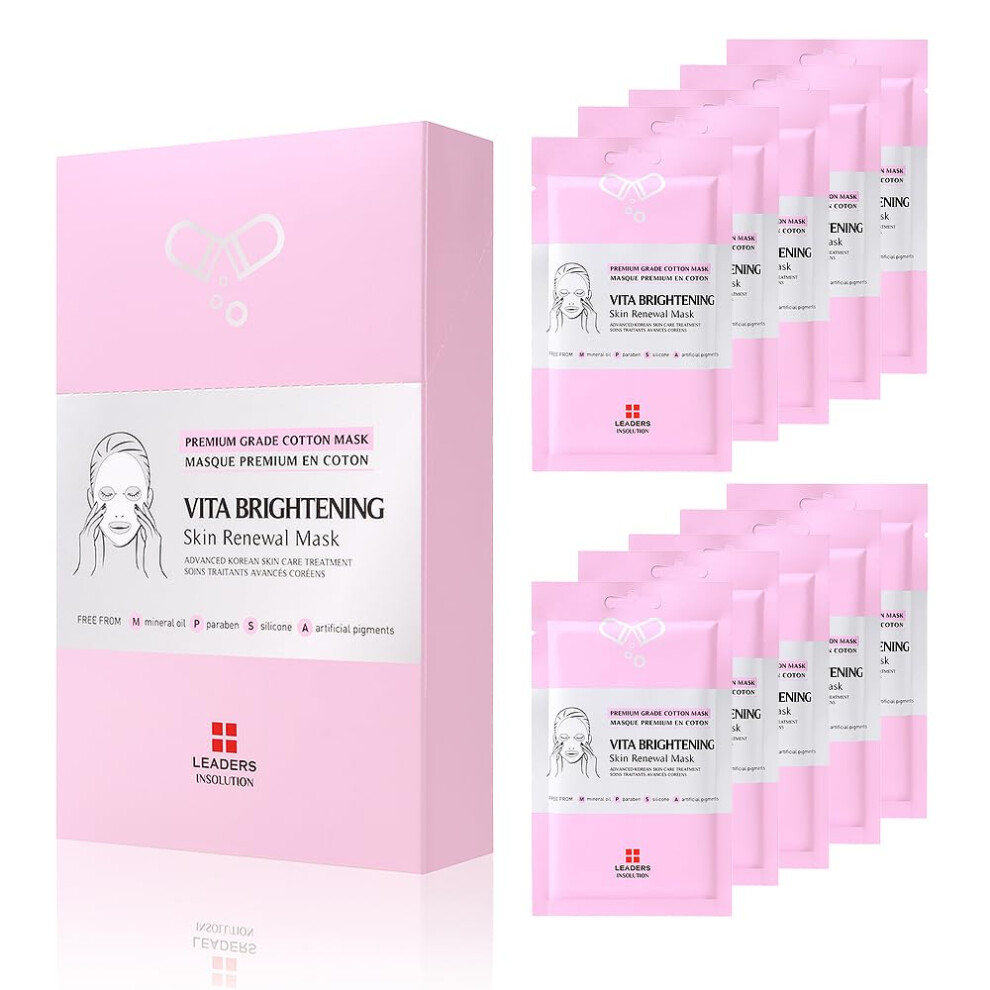 Ledere -Insolution Dark Leaders Insolution Vita Brightening Skin Renewal Mask | Vitamin C & Niacinamide For Spot Reduction And Luminous Glow | 100% Natural Cotton Sheet