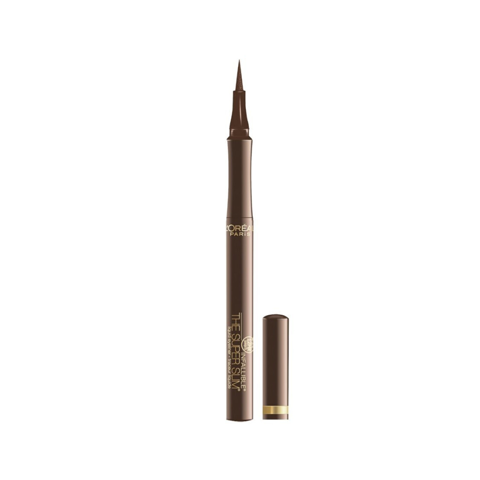 L'Oreal Paris Makeup Infallible Super Slim Long-Lasting Liquid Eyeliner  Ultra-Fine Felt Tip  Quick Drying Formula  Glides on Smoothly  Brown  0.03 fl-image-OPC-PFMVXPS-NEW