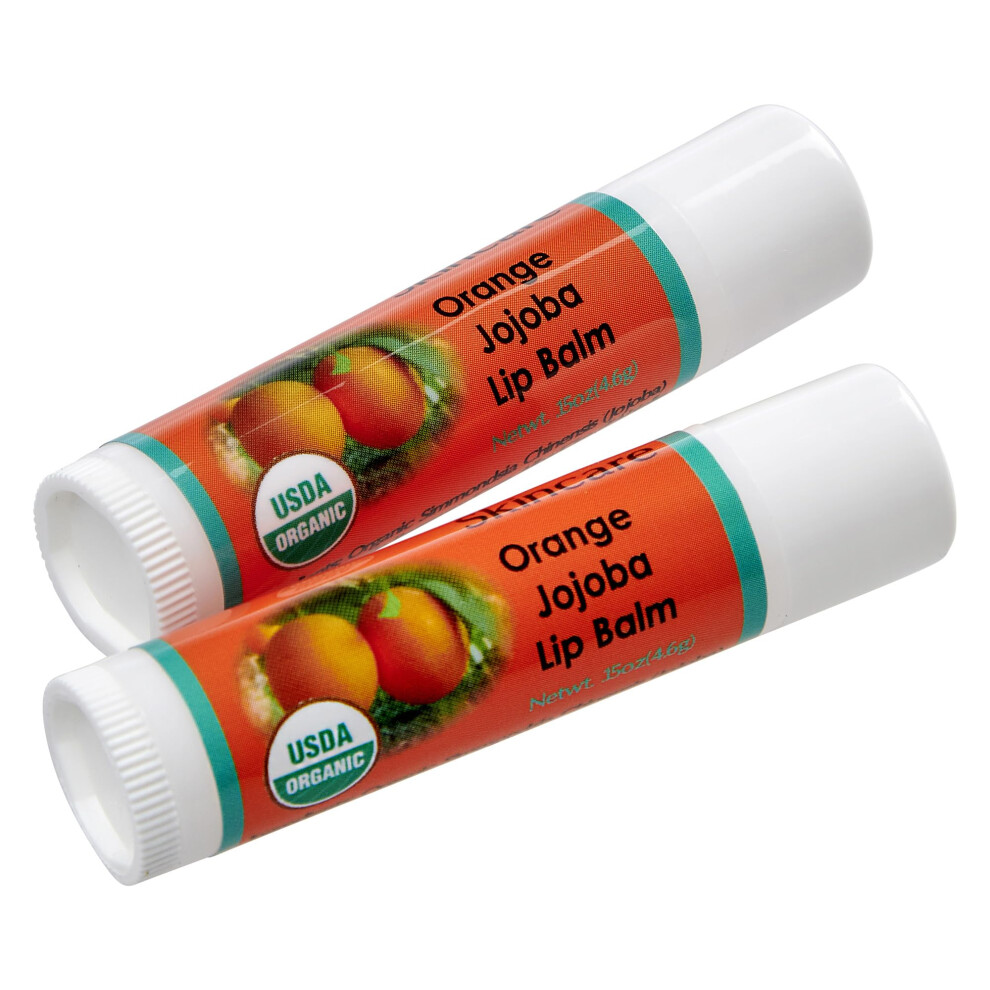 Desert Oasis Skincar Orange Usda Organic Lip Balm 2 Pack - Over 70% Pure Organic Jojoba Oil Organic Beeswax Citrus Scent Soothes And Softens Dry Cracked And Sensitive