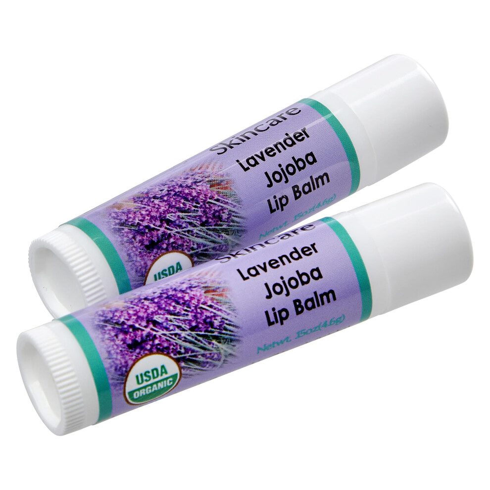 Balsamo Labbra Alla Lavanda Biologica, Confezione Da 2 - Certificato Biologico Usda. Olio Di Jojoba Biologico Al 70%, Cera D'api Biologica. Lenis