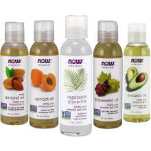 New Now Foods Solutions 5 Pack - Carrier Oil Gift Set: Almond Oil - Grapeseed Oil - Avocado Oil - Apricot Oil - Vegetable Glycerine Oil 100% Natu