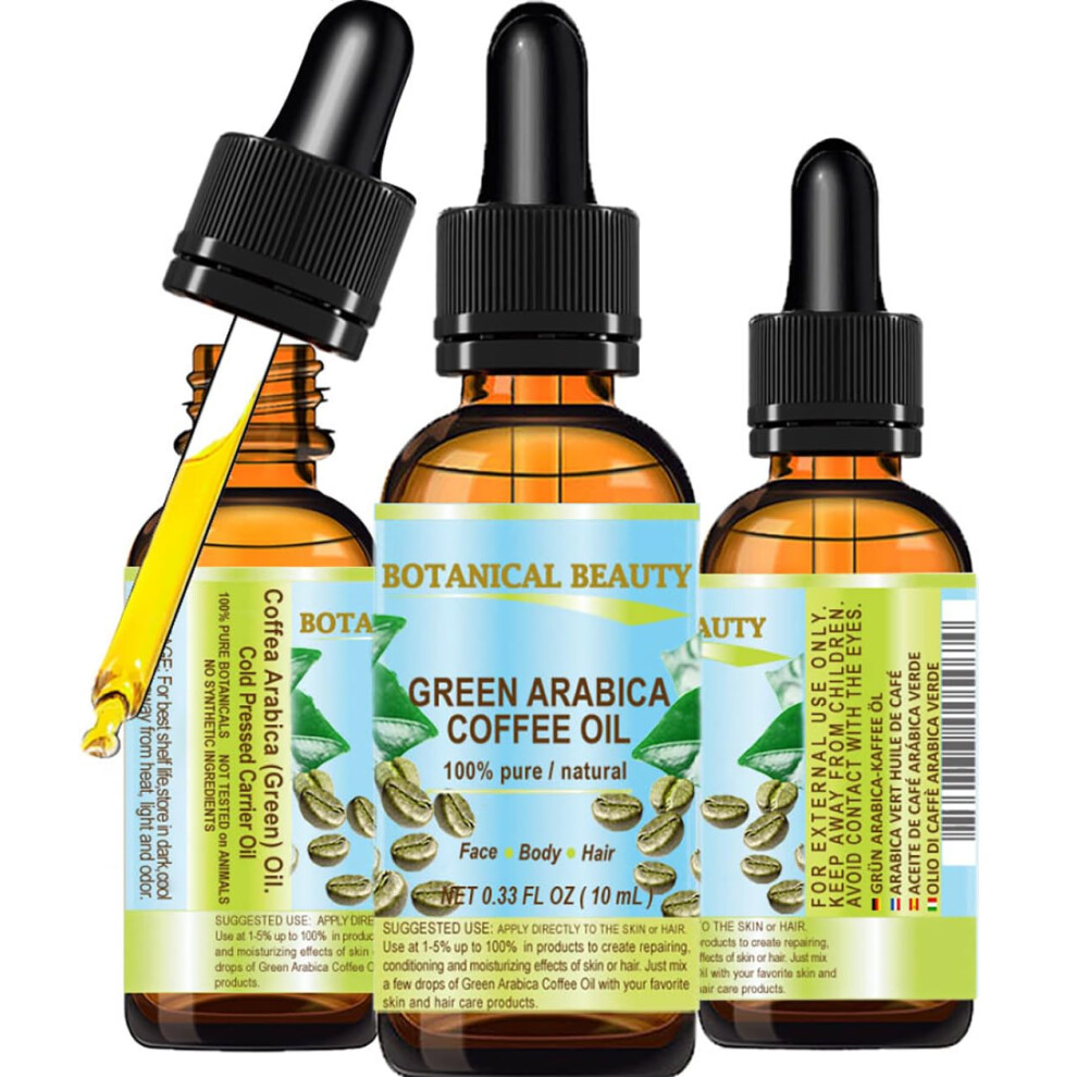 Botanisk Skã¸Nhed Green Botanical Beauty Arabica Coffee Oil Brazilian 100% Pure Virgin Unrefined 0.33 Fl.oz- 10 Ml. For Face Skin Hair Lip Nails. Anti - Aging Face