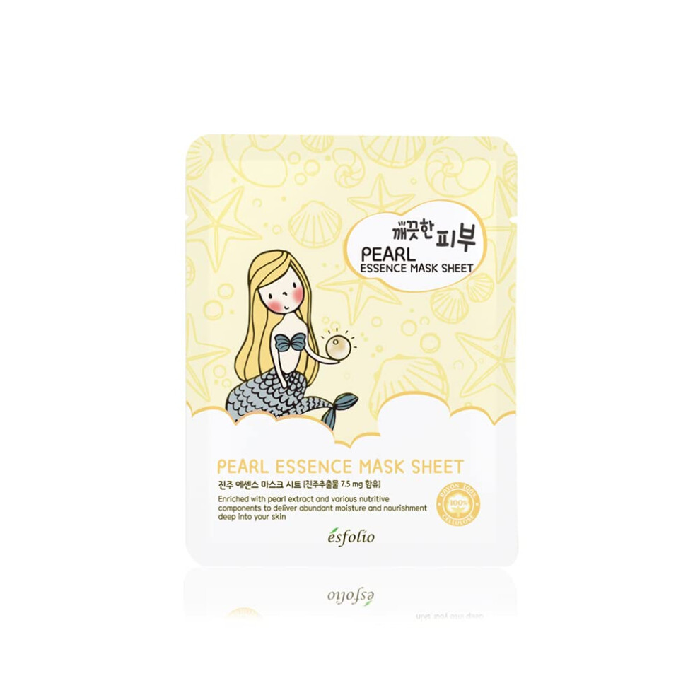 Esfolio Pure Skin Mask Box - Pearl Essence Sheet Mask Set Hydrating & Nourishing Korean Face Masks Revitalizing Skincare For Soft Smooth And Radia
