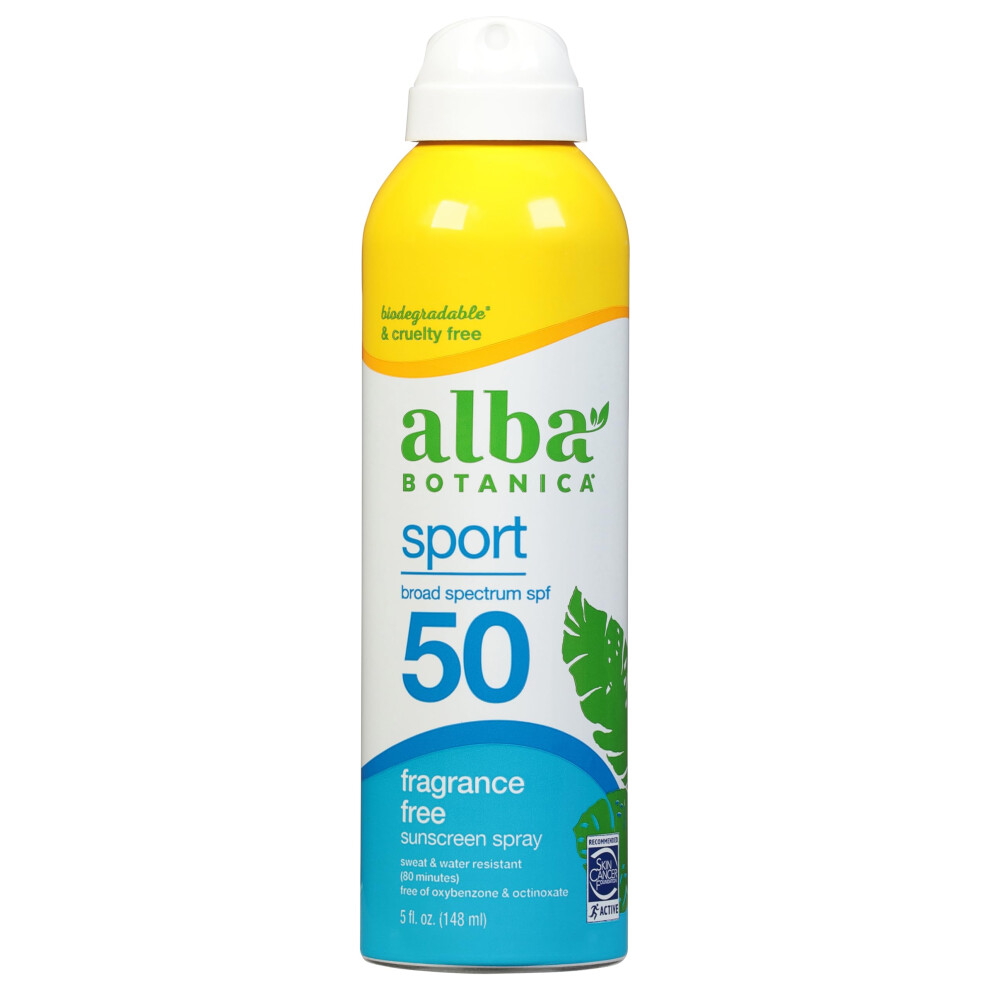 Alba Botanica Sport Sunscreen Spray for Face and Body  SPF 50  5 fl oz Bottle
