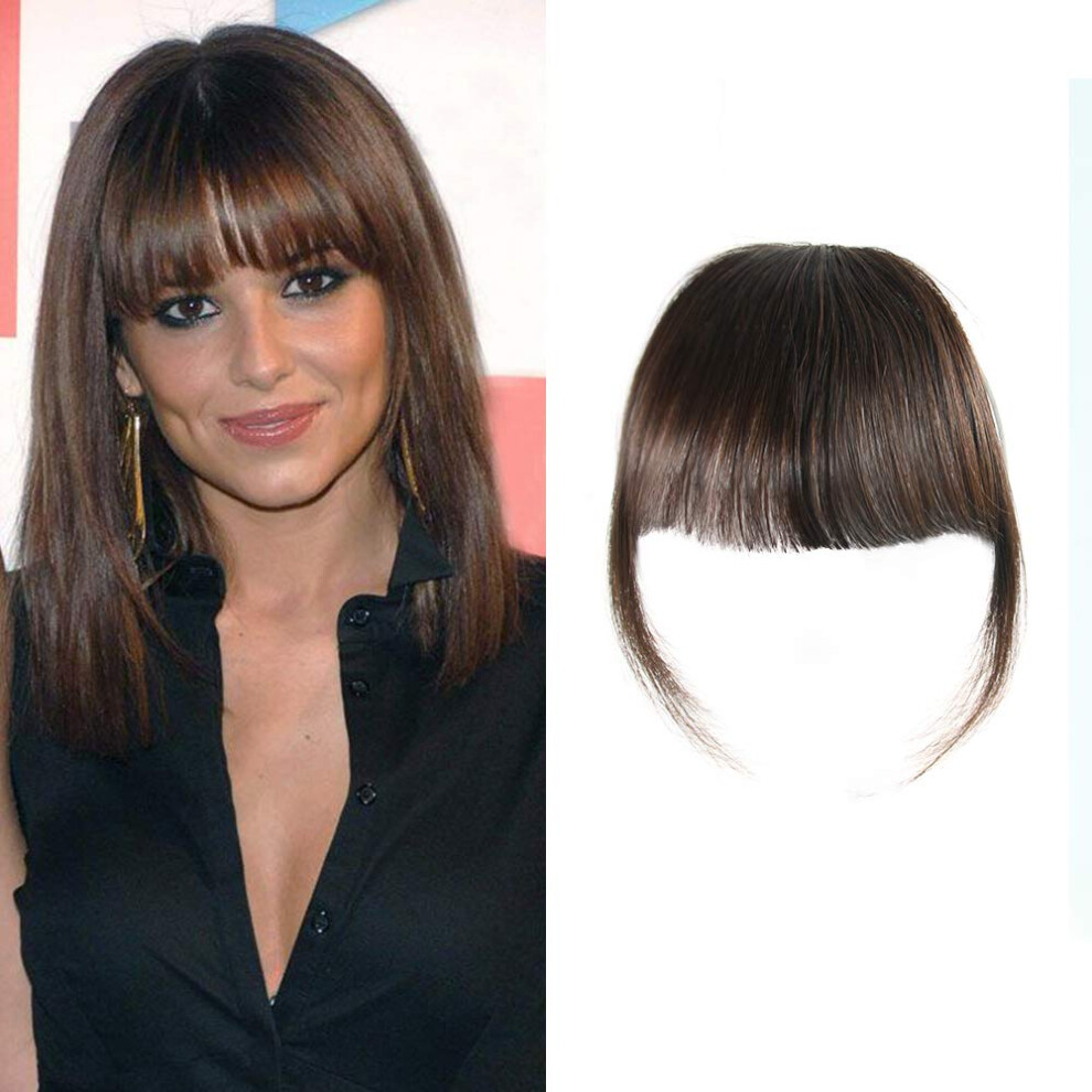 Shinon Clip In Bangs Dark Brown Human Hair Bang Fringe Hair Real Natural Bangs Fashion Clip In Hair Extension