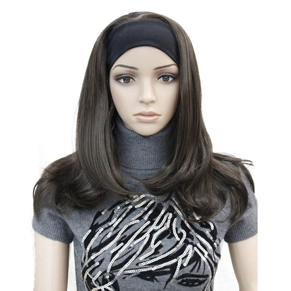 Lydell Unisex Brown Long Straight Wave Headband Synthetic Wigs (Chestnut )