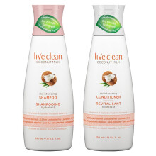 Live Clean Kokosmelk Moisturizing Shampoo en Conditioner 300 ml elk met gecertificeerd biologisch kokosnootextract en olie Petrolatumvrij Ftalaatvrij