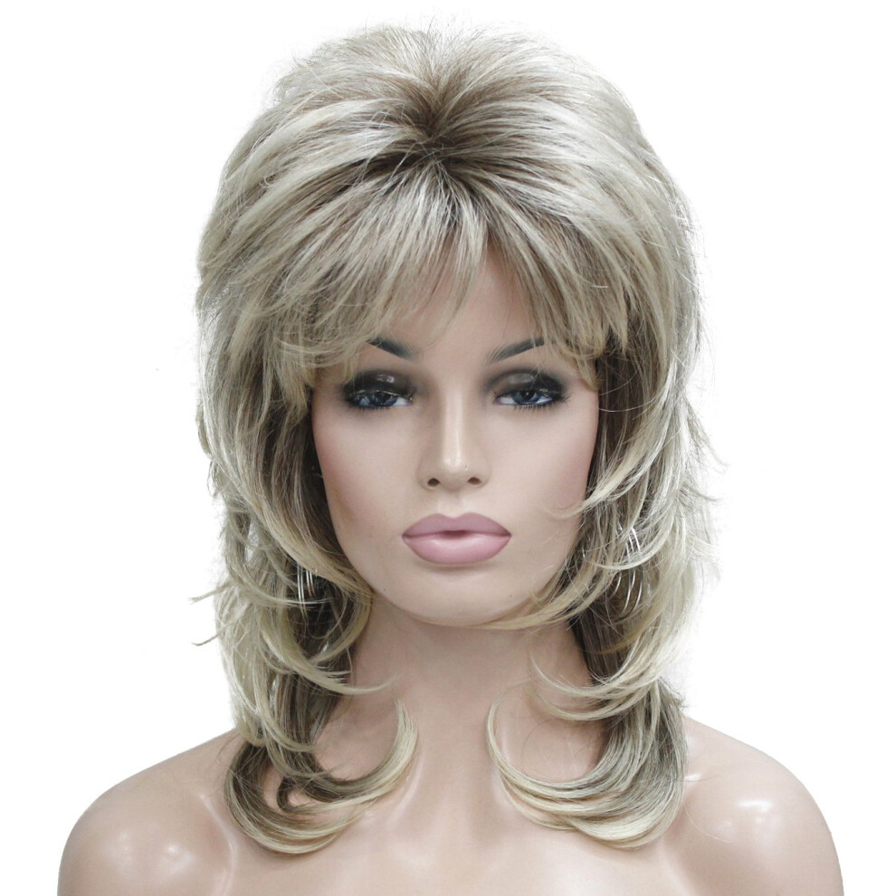 Lydell Unisex Long Soft Shaggy Layered Blonde Ombre Classic Cap Full Synthetic Wigs (R10/26 2 Toned Blonde)