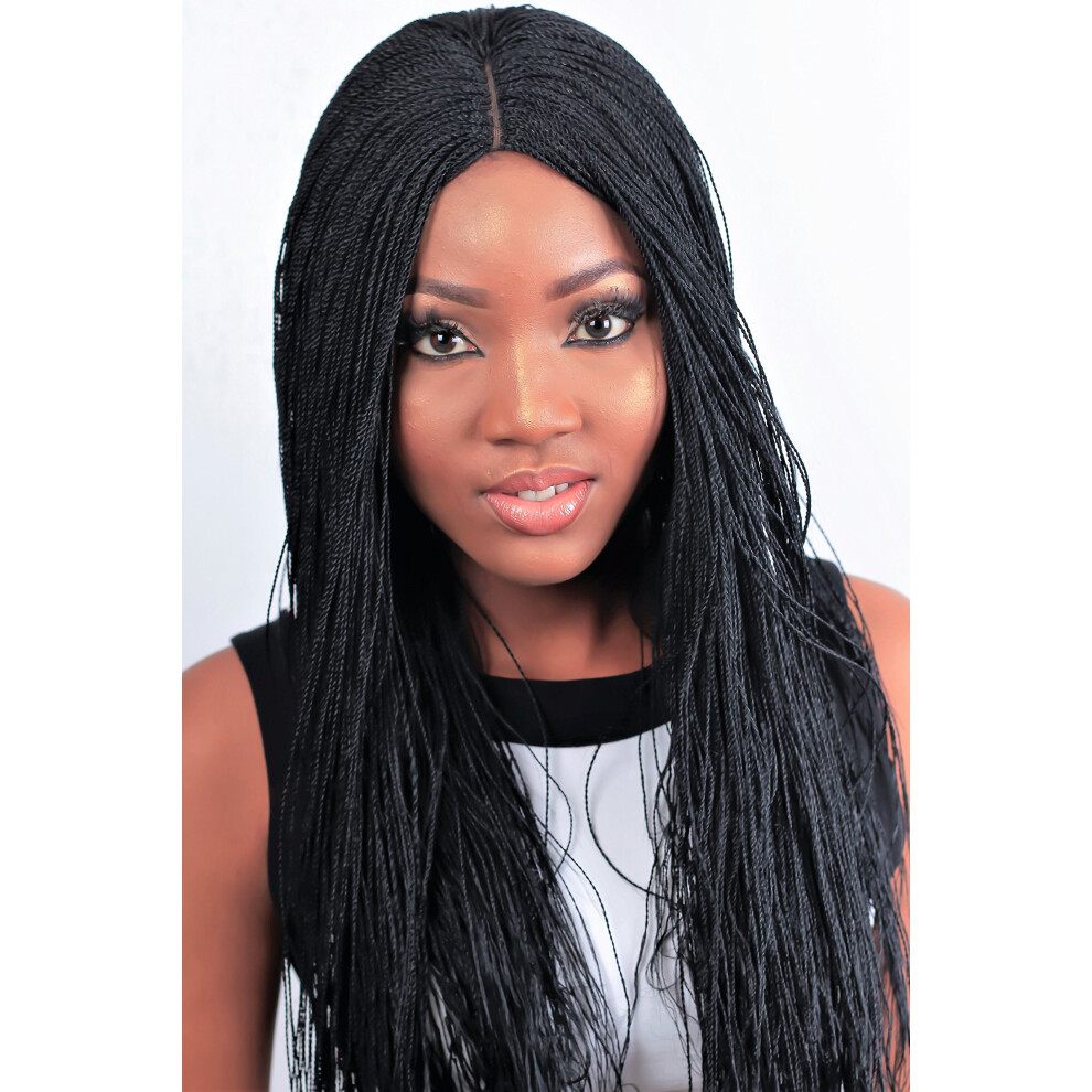 P Ni Vrkoce Wow Braids Twisted Wigs, Micro Million Twist Wig - Color 2 - 22 Inches. Synthetic Hand Braided Wigs For Black Women.